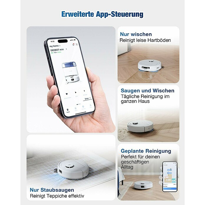 Ecovacs Saugwischroboter Deebot Mini Blue (Saugkraft: 9 000 Pa, Akkulaufzeit: 128 min, Fassungsvermögen Roboter: 140 ml) | BAUHAUS