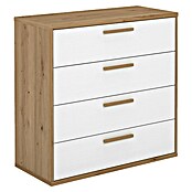 Meka Block Cómoda K-977 (L x An x Al: 88,2 x 40 x 86,5 cm, Roble Albar/Blanco Poro, Número de cajones: 4 ud.) | BAUHAUS