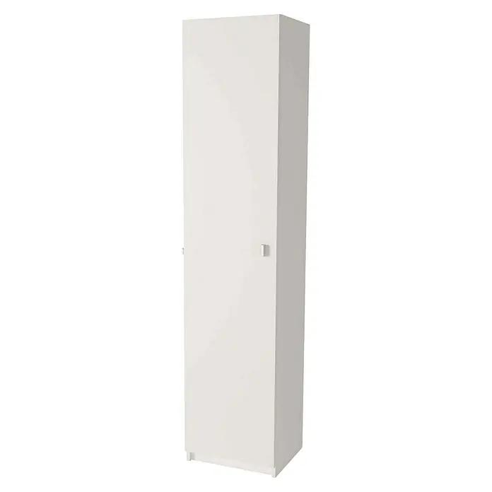 Meka Block Armario multiusos de madera K-8002 - 35,6 x 40 x 180 cm, Blanco, Número de puertas: 1 ud., Espesor: 16 mm - Armario alto blanco con una sola puerta y un tirador sencillo, ideal para almacenamiento y organización.