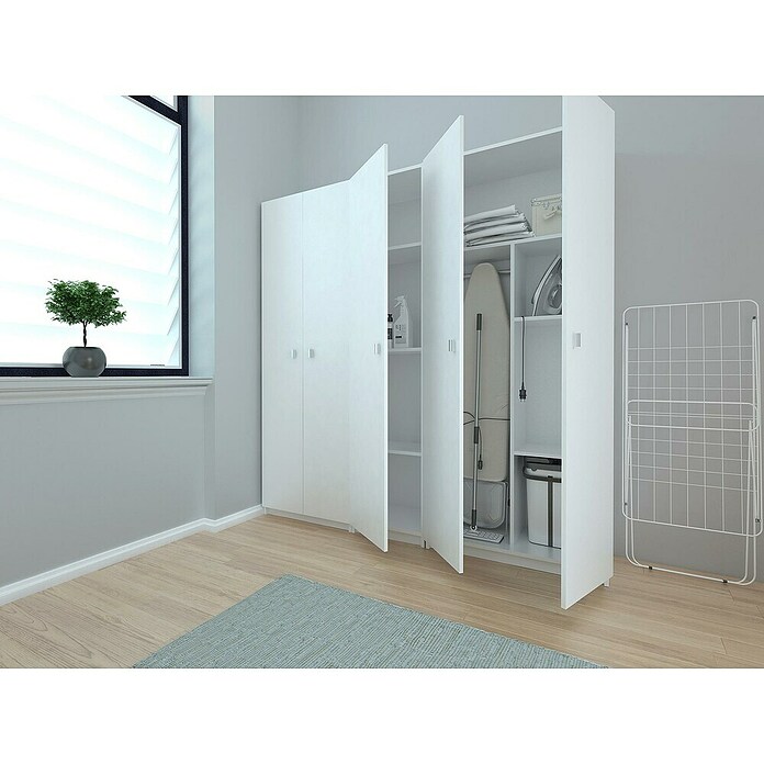 Meka Block Armario multiusos de madera K-8002 (35,6 x 40 x 180 cm, Blanco, Número de puertas: 1 ud., Espesor: 16 mm) | BAUHAUS
