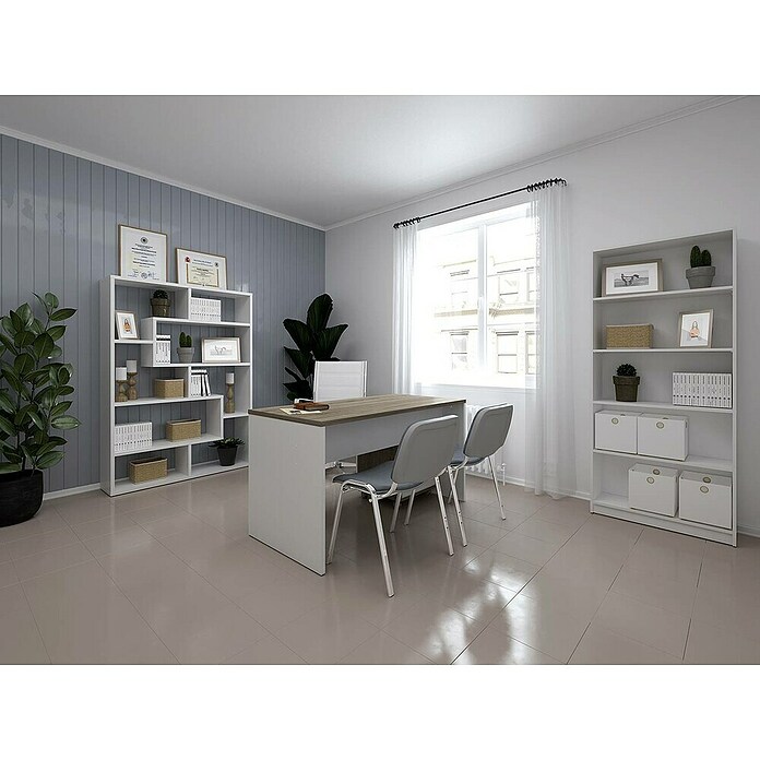 Meka Block Estantería de madera K-561 (L x An x Al: 28,6 x 120 x 169,2 cm, Número de baldas: 6 ud., Atornillado, Blanco Soft) | BAUHAUS