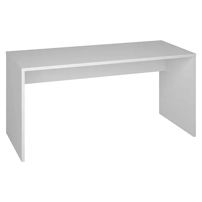 Meka Block Mesa de escritorio K-1600 - L x An x Al: 67,2 x 160 x 75 cm, Blanco Soft - Primer plano de un escritorio blanco simple con un diseño minimalista, ideal para espacios de trabajo y oficinas modernas.