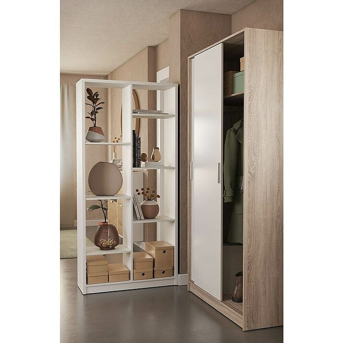 Meka Block Estantería de madera K-563 (L x An x Al: 28,6 x 85 x 180 cm, Número de baldas: 6 ud., Atornillado, Blanco Soft) | BAUHAUS