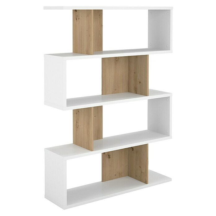Meka Block Estantería de madera K-562 (L x An x Al: 28,6 x 110 x 152,5 cm, Número de baldas: 5 ud., Atornillado, Blanco Soft/Roble Albar) | BAUHAUS
