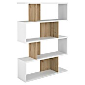 Meka Block Estantería de madera K-562 (L x An x Al: 28,6 x 110 x 152,5 cm, Número de baldas: 5 ud., Atornillado, Blanco Soft/Roble Albar) | BAUHAUS