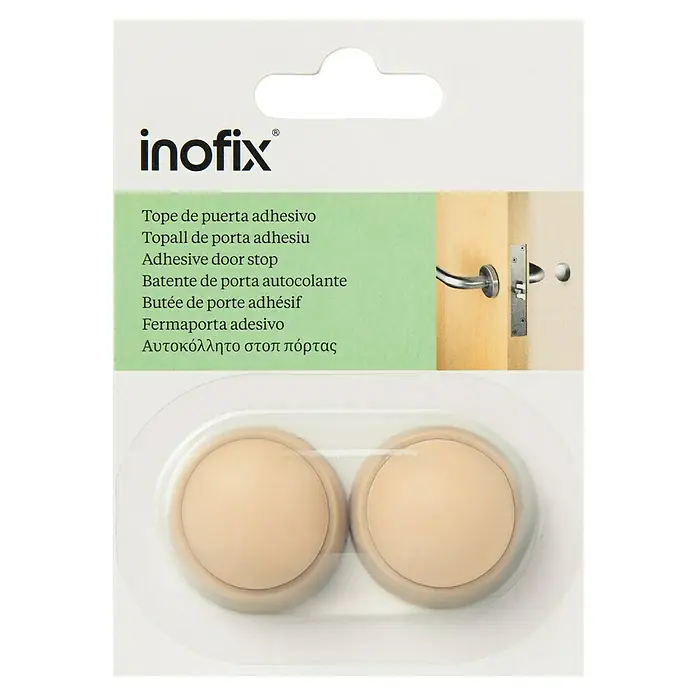 Inofix Tope de puerta 2450 - Plástico, Beige - Paquete de dos topes de puerta adhesivos de Inofix.