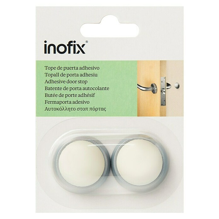 Inofix Tope de puerta 2450 (Plástico, Blanco/Cromado)
