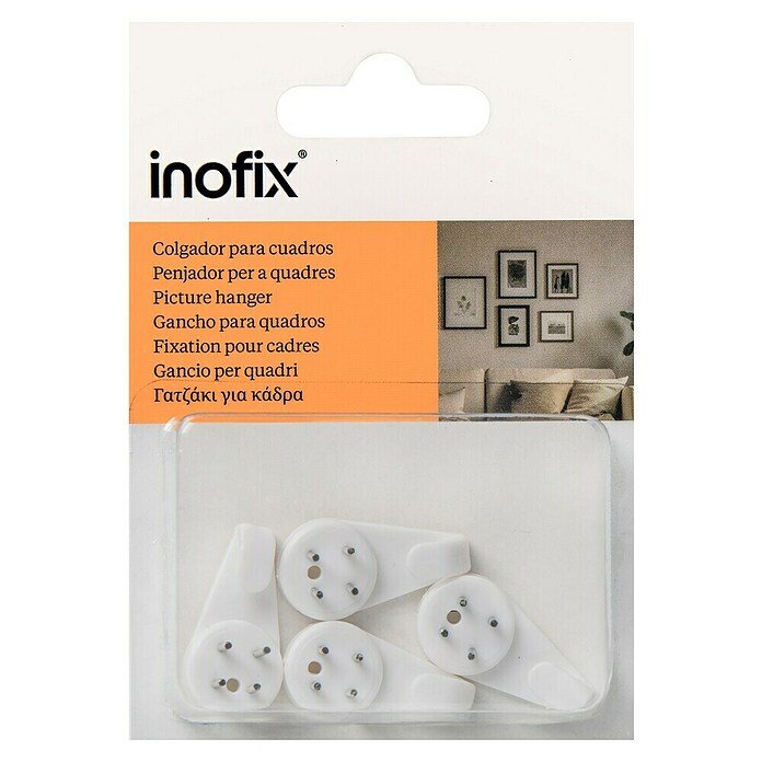 Inofix Gancho para colgar 3002-2- (Plástico, Montaje en la pared, Blanco)