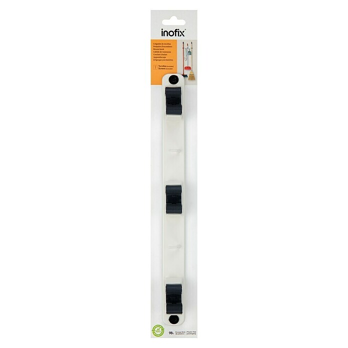 Inofix Colgador 3034 (L x An x Al: 37 x 3,2 x 4,6 cm, Número de ganchos: 3, Blanco, Acero)