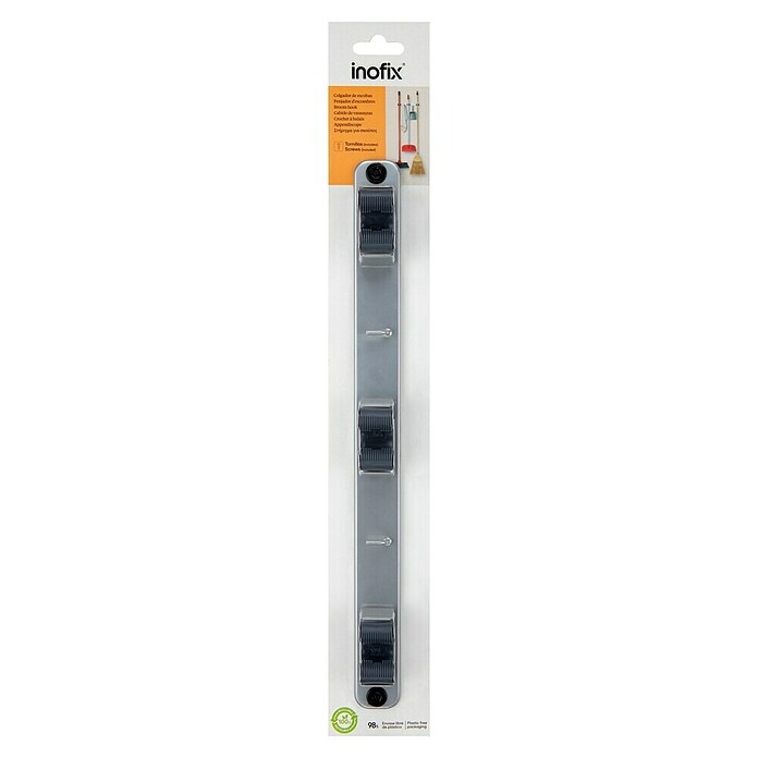 Inofix Colgador 3034 (L x An x Al: 37 x 3,2 x 4,6 cm, Número de ganchos: 3, Cromo, Acero)