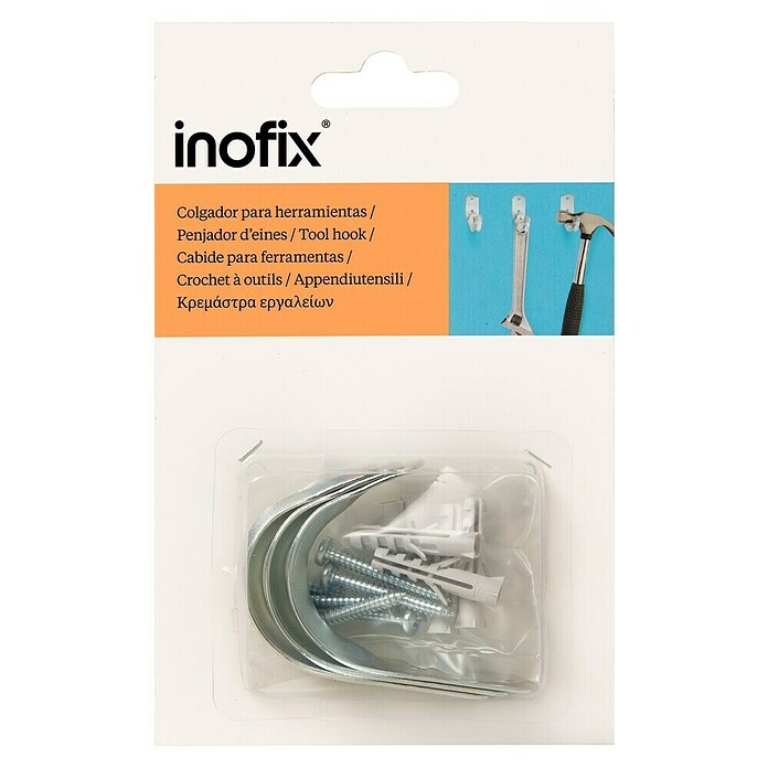 Inofix Gancho para colgar herramientas 3053 (An x Al: 2,2 x 6,1 cm, Acero, Zincado)