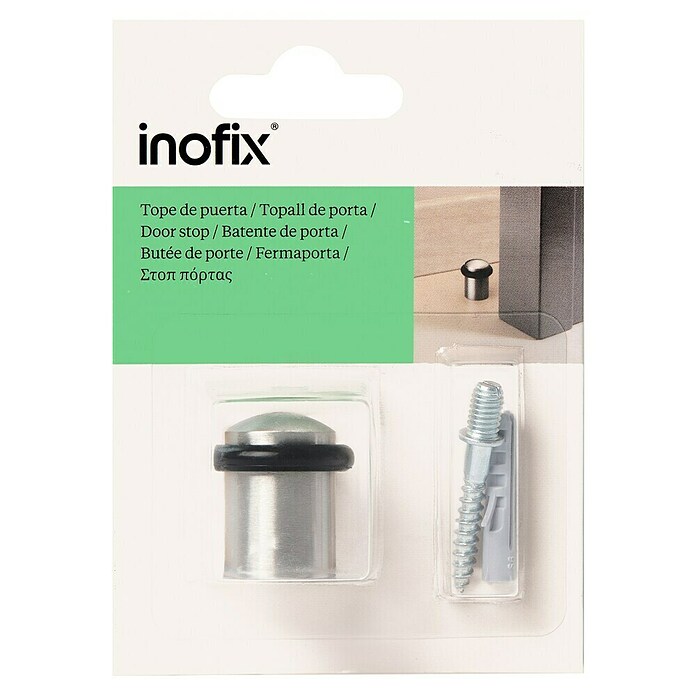 Inofix Tope de puerta 3160 con tórica (Acero inoxidable, Plateado/Negro)