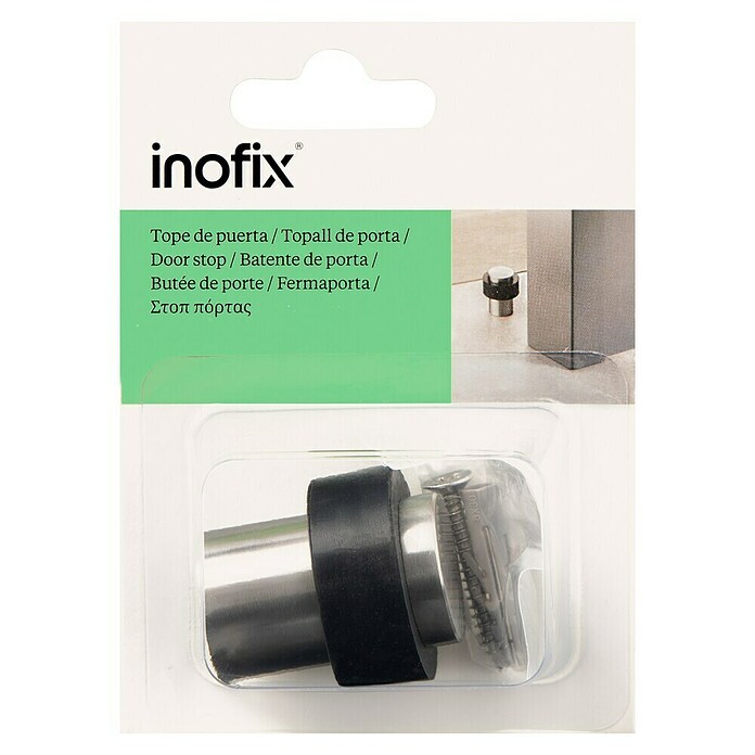 Inofix Tope de puerta 3162 (Acero inoxidable, Plateado/Negro)