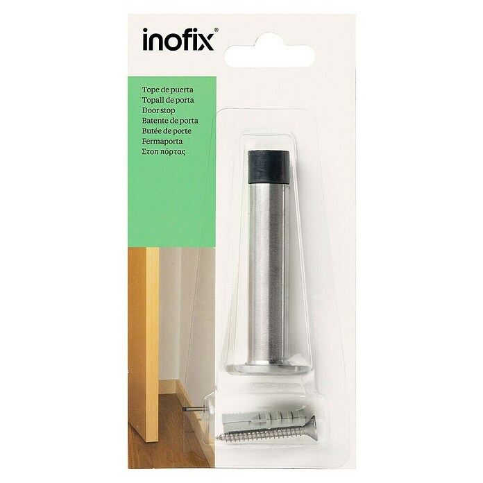 Inofix Tope de puerta 3164 (Acero inoxidable, Plateado/Negro)