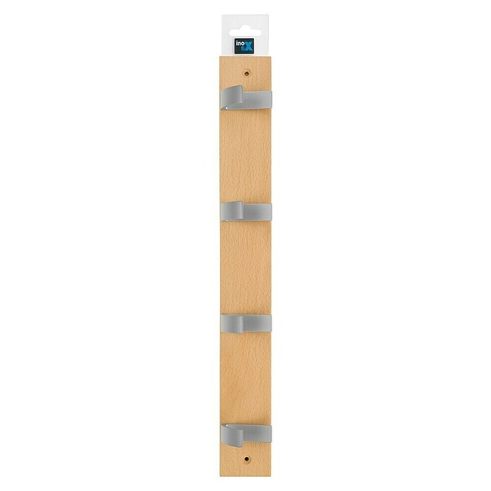 Inofix Perchero 3704 (L x An x Al: 49 x 6 x 6 cm, Número de ganchos: 4, Natural, Madera)
