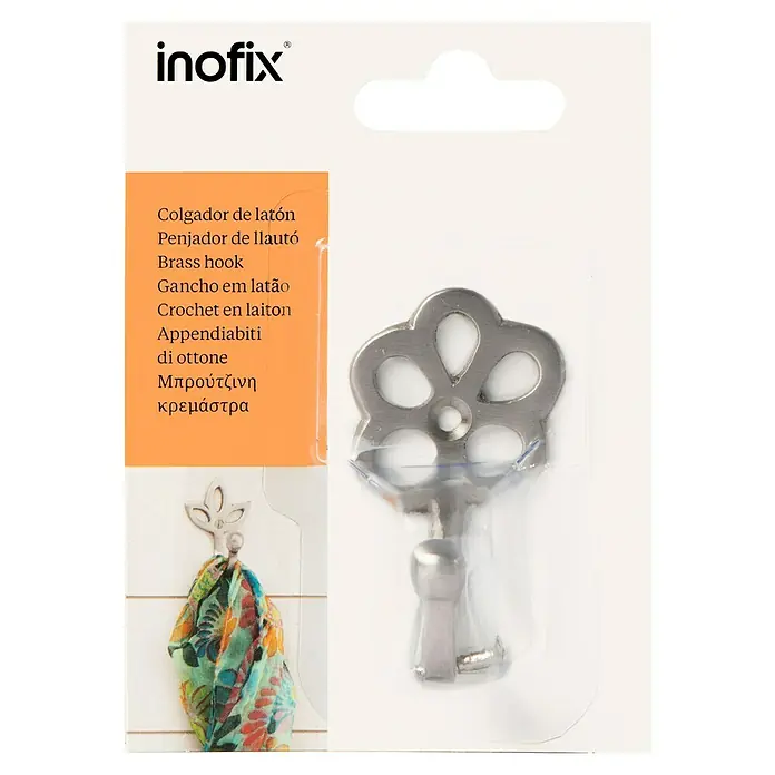 Inofix Gancho para colgar 3752 - An x Al: 4 x 6,6 cm, Latón, Niquelado - Colgador de latón de Inofix, un accesorio decorativo y práctico para tu hogar.