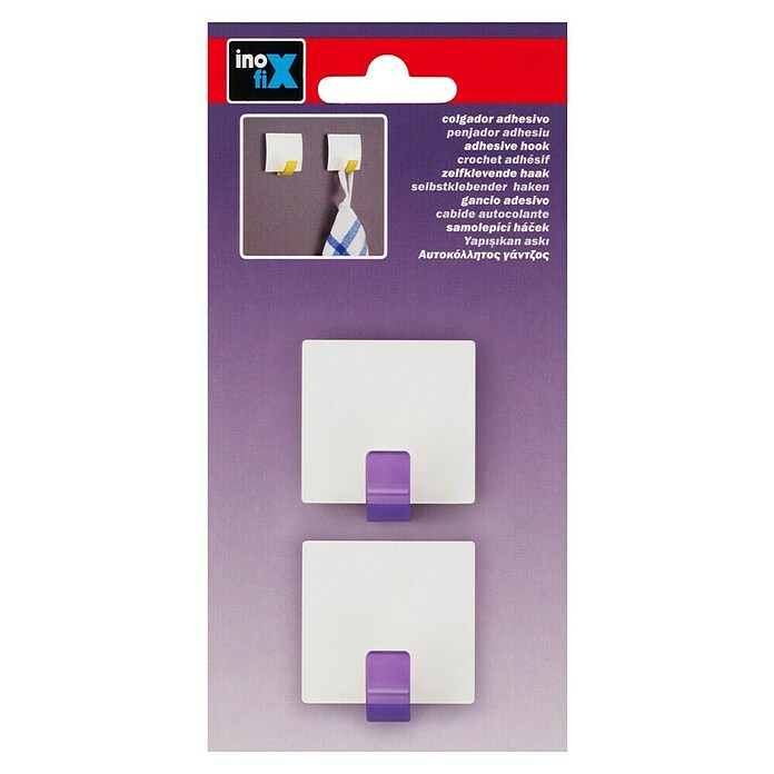 Inofix Colgador adhesivo 2310 (2 uds., Violeta, Cuadrado)
