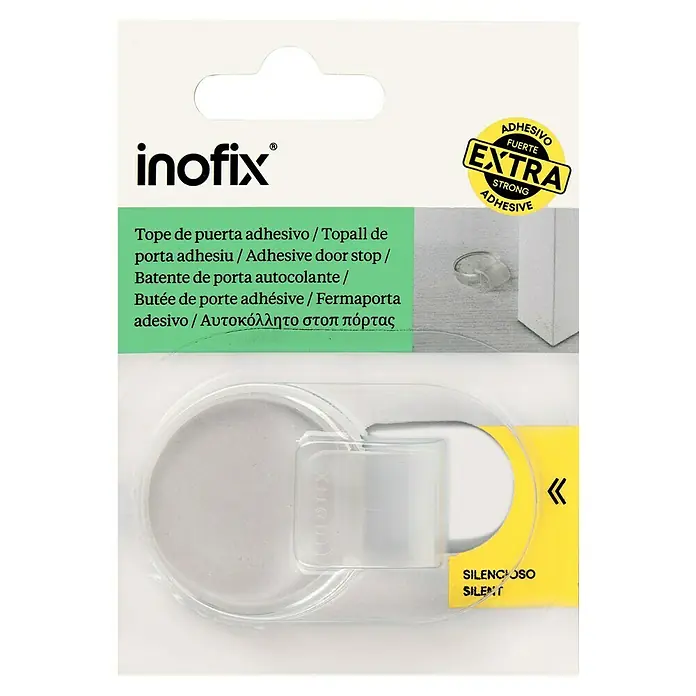 Inofix Tope de puerta 2054 - Caucho macizo, Transparente - Tope de puerta adhesivo Inofix con adhesivo extra fuerte para una sujeción fiable y cierre silencioso de la puerta.
