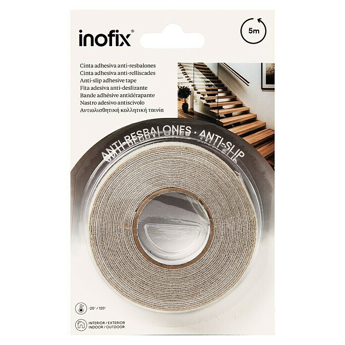 Inofix Cinta antideslizante 1989-0- (Transparente, L x An: 5 m x 25 mm)