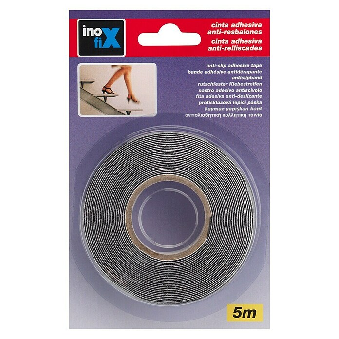 Inofix Cinta antideslizante 1989-3 (Negro, L x An: 5 m x 25 mm)