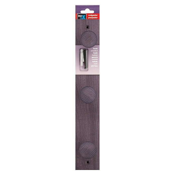 Inofix Perchero 3733 (L x An x Al: 36 x 6 x 6 cm, Número de ganchos: 3, Violeta, Madera de fresno)