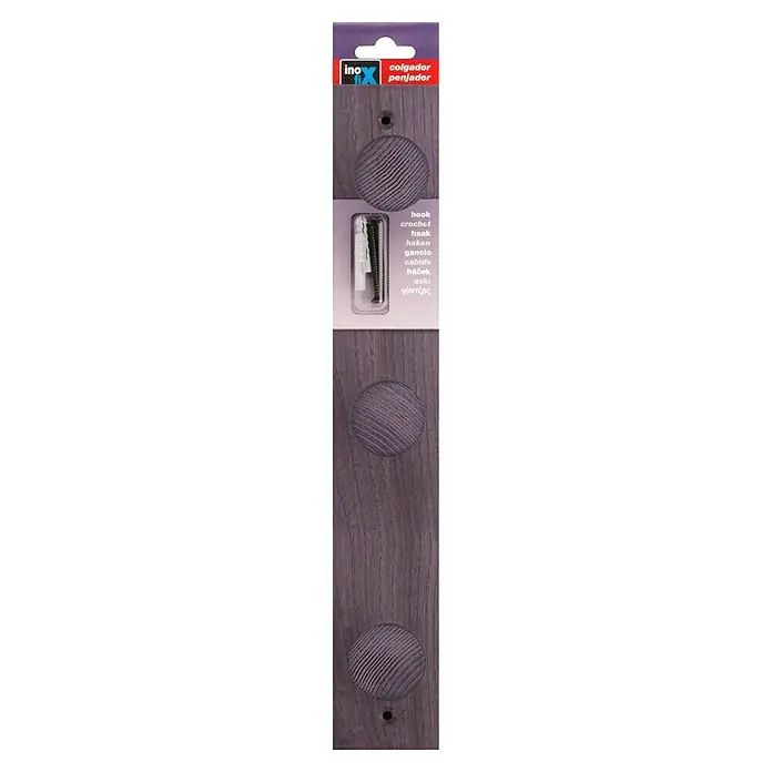 Inofix Perchero 3733 - L x An x Al: 36 x 6 x 6 cm, Madera, Violeta - Perchero de madera con tornillos para montaje en pared, perfecto para un almacenamiento elegante y práctico de abrigos y accesorios.