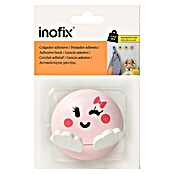 Inofix Colgador adhesivo infantil (1 ud., Plástico, Rosa, Redondeada)
