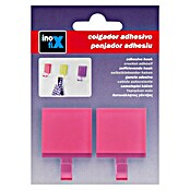 Inofix Colgador adhesivo 2305 (1 ud., Plástico, Rosa, Cuadrado)