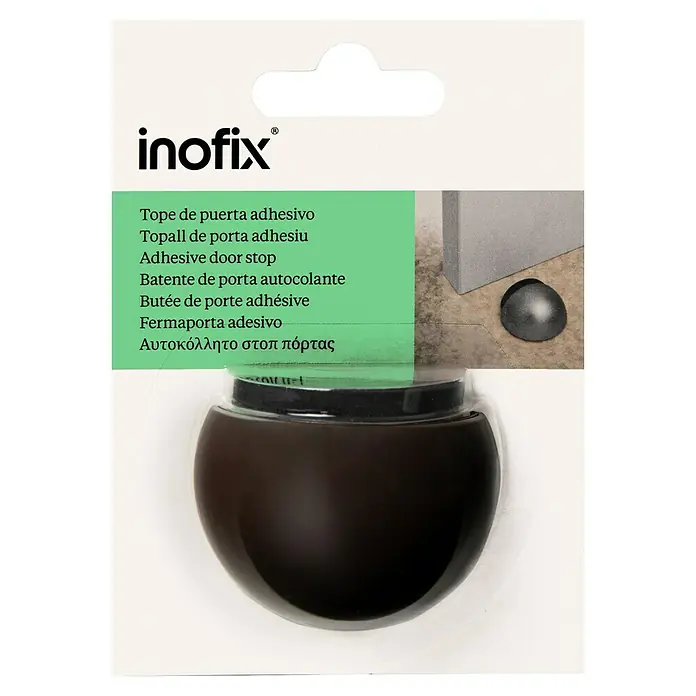 Inofix Tope de puerta 2029 - Plástico, Marrón - Tope de puerta adhesivo de Inofix, una solución práctica para proteger paredes y muebles de los portazos.