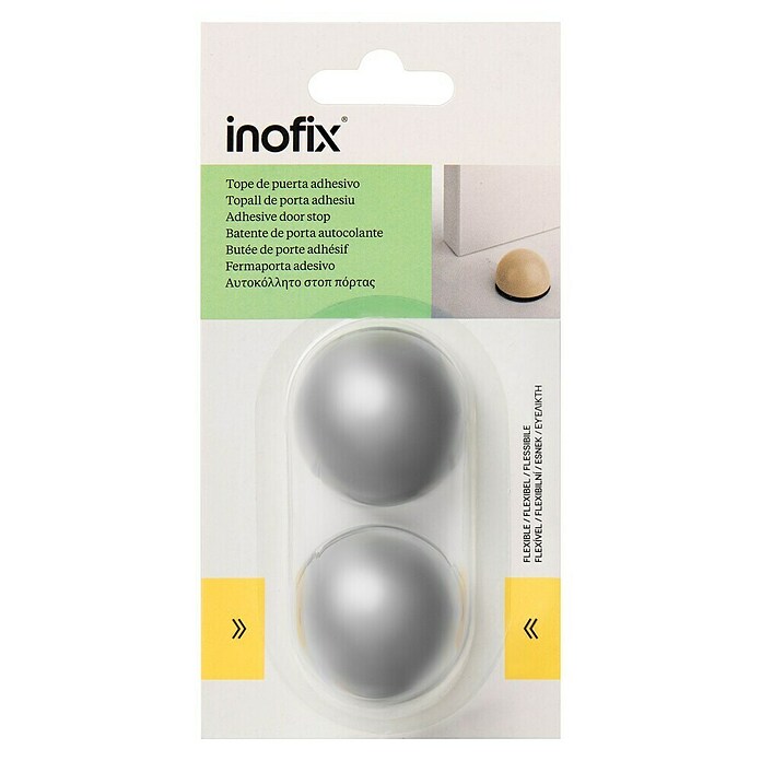 Inofix Tope de puerta 2033 (Plástico, Gris metalizado)