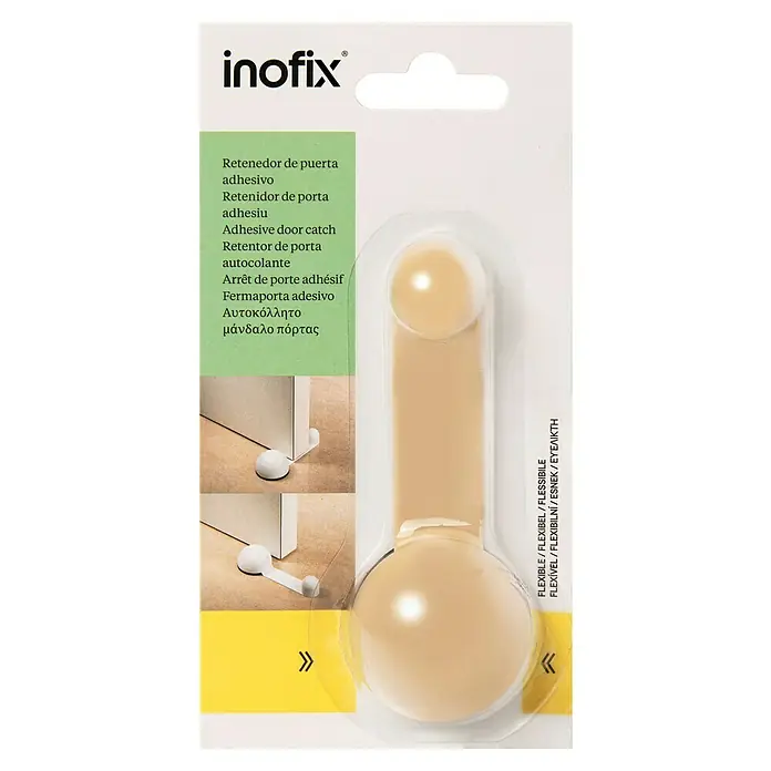Inofix Tope de puerta retenedor 2035 - Plástico, Beige, 1 ud. - Tope de puerta adhesivo Inofix, flexible y fácil de instalar, perfecto para proteger paredes y muebles.