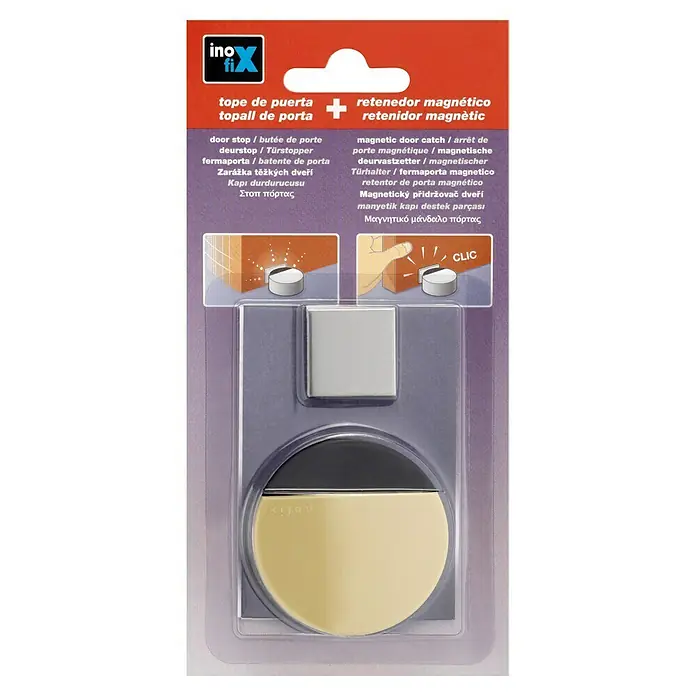 Inofix Tope de puerta 2037 - Acero inoxidable, Beige - Tope de puerta magnético Inofix: Práctico para mantener las puertas abiertas y evitar golpes, ideal para cualquier hogar.
