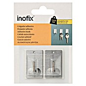 Inofix Colgador adhesivo 2040 (3 uds., Acero inoxidable, Plateado, Rectangular)