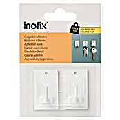 Inofix Colgador adhesivo 2040 (4 uds., Acero inoxidable, Blanco, Rectangular)