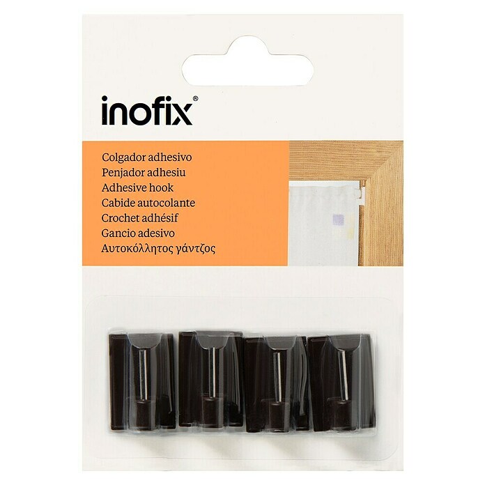 Inofix Colgador adhesivo 2042 (4 uds., Plástico, Blanco, Rectangular)