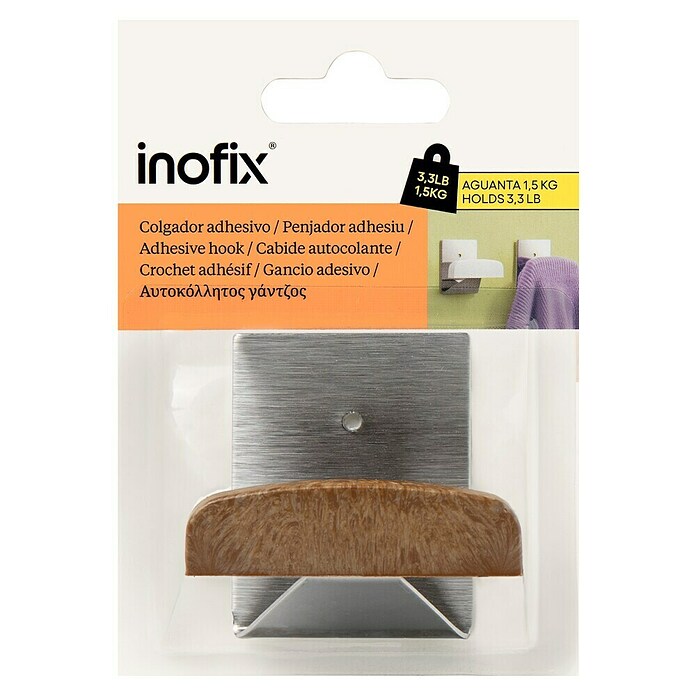 Inofix Colgador adhesivo 2045 (1 ud., Madera, Marrón)