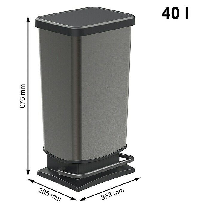Rotho Treteimer Paso (40 l, Kunststoff, Graphit) | BAUHAUS