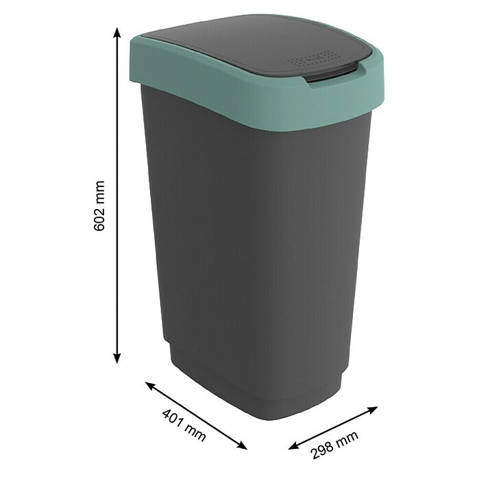 Rotho Koš z nihajnim pokrovom Twist  (50 l, Plastika, Zelena) | 3721 - Abfalleimer Kunststoff | HHDA - Abfall | HHD - Abfall | HH - Reinigung | H - Innendeko/Farben | BAUHAUS