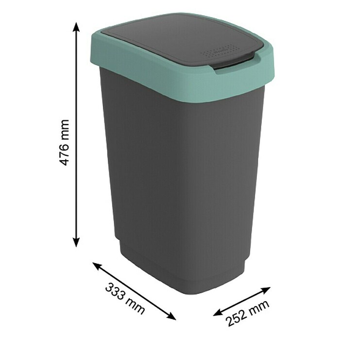 Rotho Koš z nihajnim pokrovom Twist  (25 l, Plastika, Zelena) | 3721 - Abfalleimer Kunststoff | HHDA - Abfall | HHD - Abfall | HH - Reinigung | H - Innendeko/Farben | BAUHAUS
