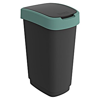 Rotho Koš z nihajnim pokrovom Twist (50 l, Plastika, Zelena)