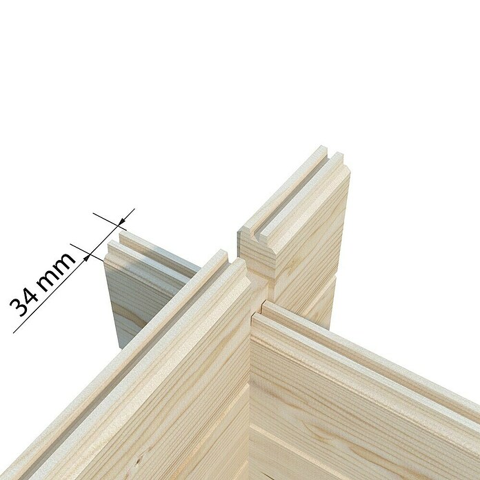 Palmako Caseta de jardín Claudia Baja (Medidas ext. (An x Pr): 440 x 346 cm, Madera sin tratar, Natural) | BAUHAUS