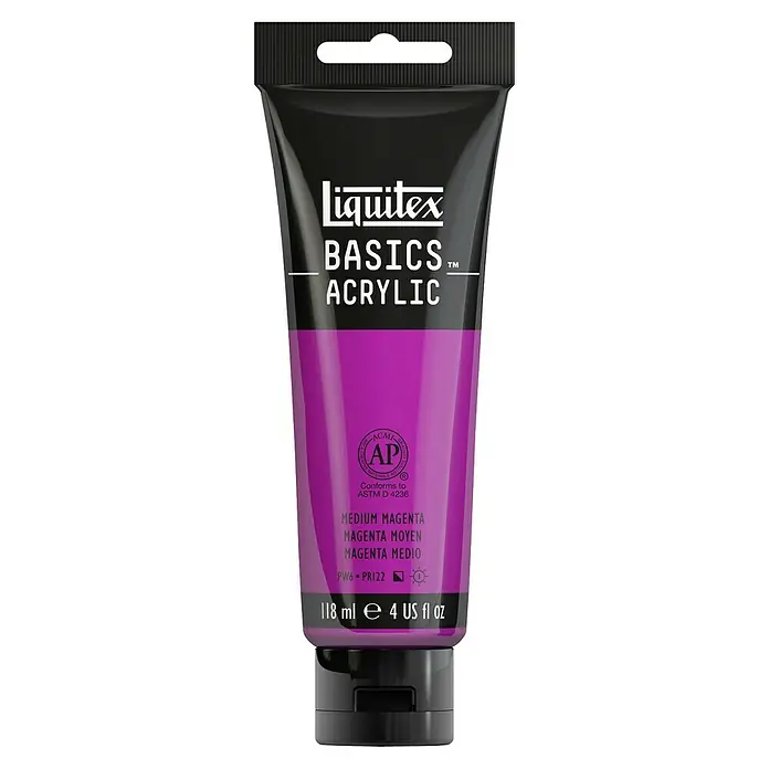 Liquitex Basics Acrylfarbe - Magenta mittel, 118 ml - Tube Liquitex Basics Acrylic Farbe Medium Magenta mit 118 ml Inhalt, ideal für Künstler und Hobbyanwender.