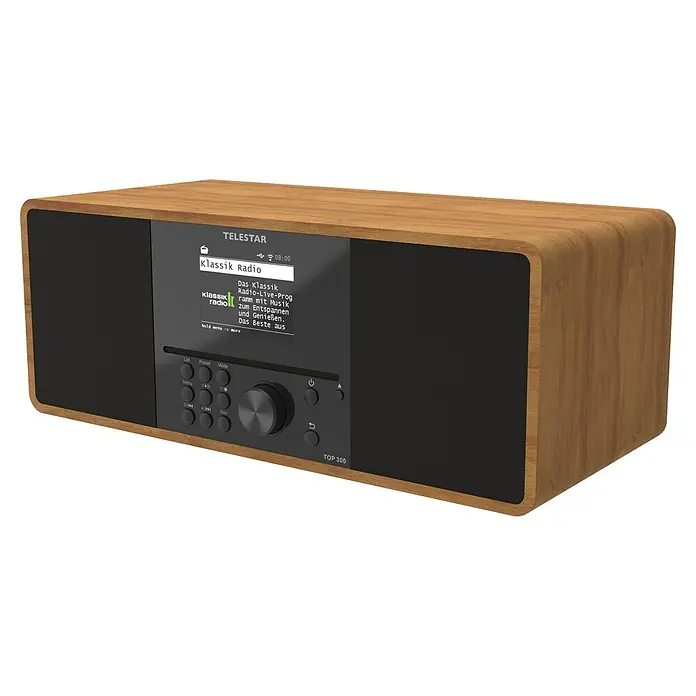 Telestar Internetradio Top 300 - L x B x H: 17,2 x 36 x 14,5 cm, Braun - Das Telestar TOP 300 Radio im Holzdesign bietet Digitalradioempfang und vielfältige Anschlussmöglichkeiten für ein umfassendes Hörerlebnis.