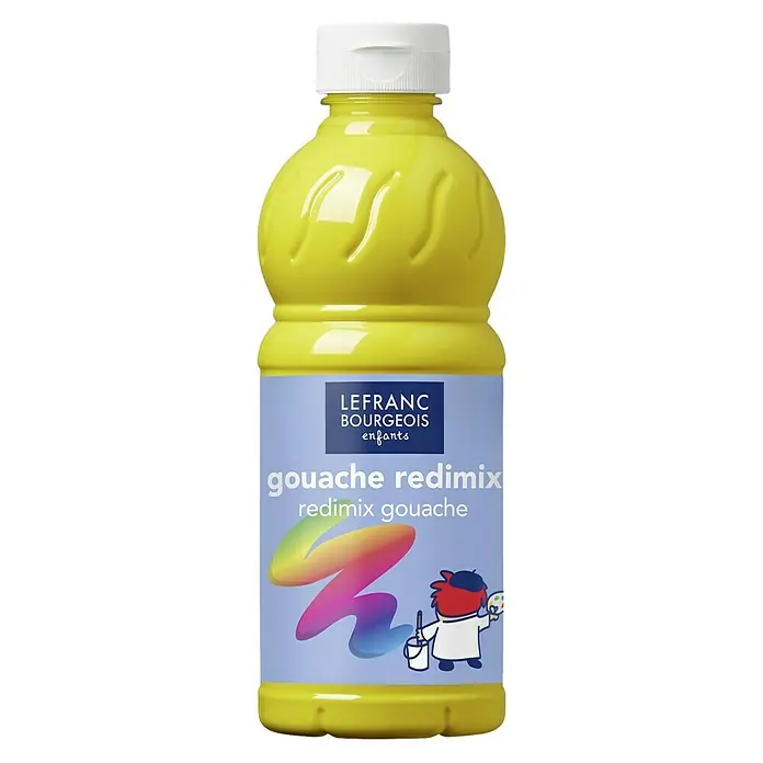 Lefranc & Bourgeois Gouachefarbe Redimix - Primärgelb, 500 ml, Flasche - Gelbe Gouache Redimix Farbe von Lefranc Bourgeois Enfant. Ideal für Kinder, einfache Anwendung und lebendige Farben.