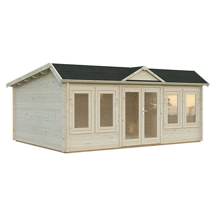 Palmako Caseta de jardín Claudia Baja (Medidas ext. (An x Pr): 578 x 425 cm, Madera sin tratar, Natural) | BAUHAUS