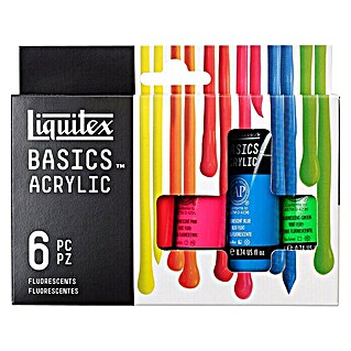 Liquitex Basics Acrylfarben-Set Fluoreszendierend (Farbig sortiert, 6 Stk. x 22 ml, Tube)