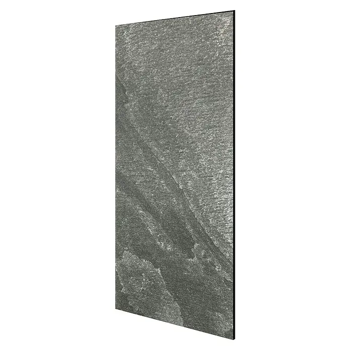 Jangal Wandpaneel Modular Wall Stone - Grey Slate, 1.040 x 520 x 6 mm - Nahaufnahme einer grauen Schieferplatte mit natürlichen Mustern und Texturen, ideal für rustikale Designs und hochwertige Oberflächen.