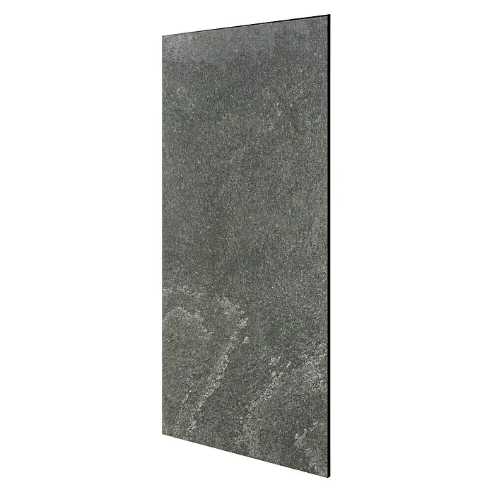 Jangal Wandpaneel Modular Wall Stone - Grey Slate, 1.040 x 520 x 6 mm - Nahaufnahme einer grauen Steinplatte mit einer leicht körnigen Textur, ideal für hochwertige Boden- oder Wandbeläge.
