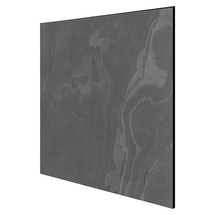 Jangal Wandpaneel Modular Wall Stone - Black Slate, 520 x 520 x 6 mm - Graue Marmorplatte mit wirbelartigen Mustern und elegantem Design. Perfekt für moderne Inneneinrichtung und stilvolle Akzente.