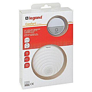 Legrand Funk-Gong-Set Confort (Reinweiß, B x H: 105 x 105 mm, Einbautiefe: 35 mm, Batteriebetrieben, IP20)